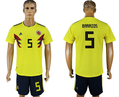 Colombia #5 Barrios Home Soccer Country Jersey